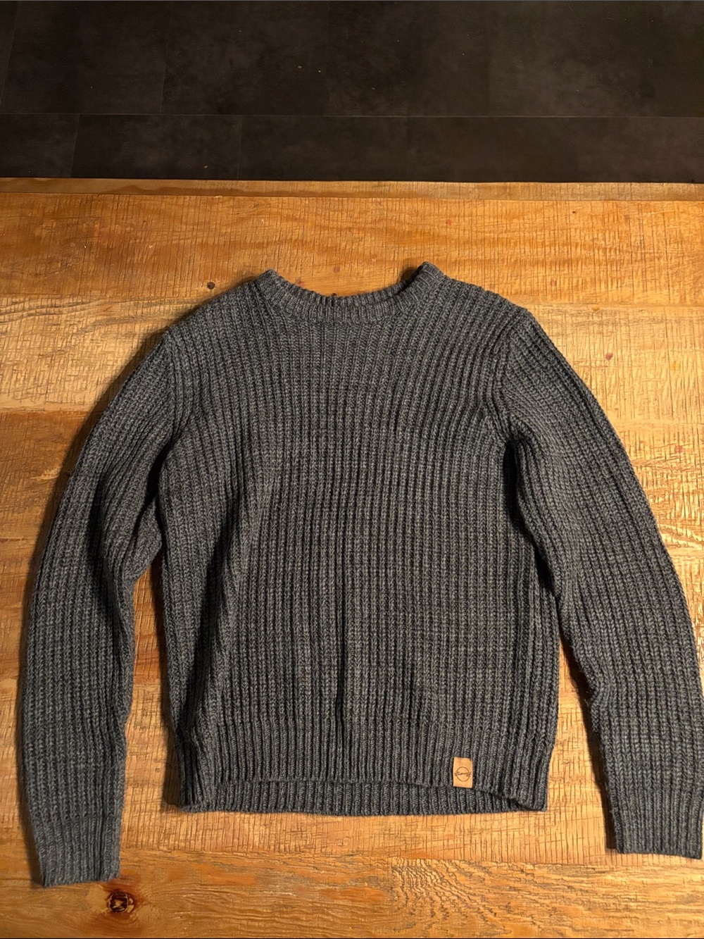 Classic Men's Ribbed Crewneck Sweater in Charcoal